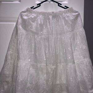 Bright, white, sparkly ruffled skirt from cacharel